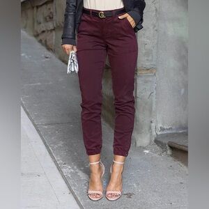 Grace & Lace Burgundy Twill Joggers